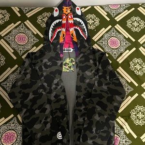 BAPE Color Camo Tiger Shark Half Full Zip Hoodie 'Purple' WITH TAG 🏷️